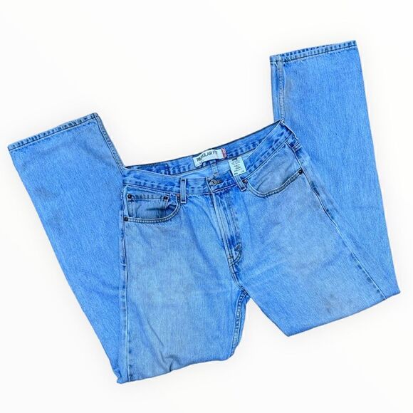 LEVI’S 505 REGULAR FIT DISTRESSED LIGHT BLUE JEANS W34 L34 - Picture 1 of 14